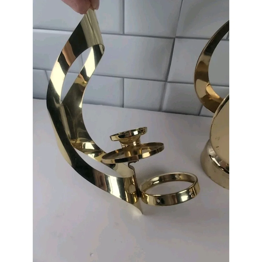 Vintage Mascot 3-piece Gold Tone Brass/Metal Wall Mount Sconces & Centerpiece